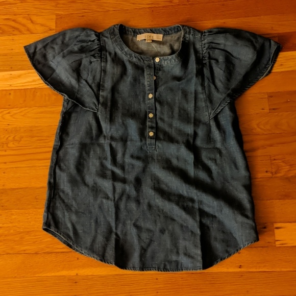 Denim chambray button top - Picture 2 of 3